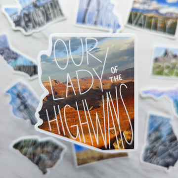 Arizona (Our Lady of the Highways) Mary State Sticker