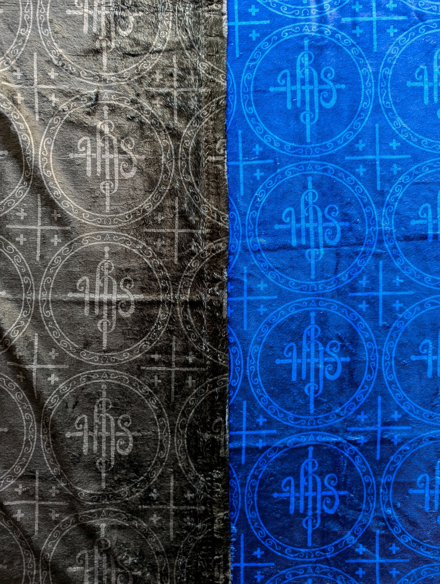 Black and Blue IHS Altar Cloth & Vestment Blanket