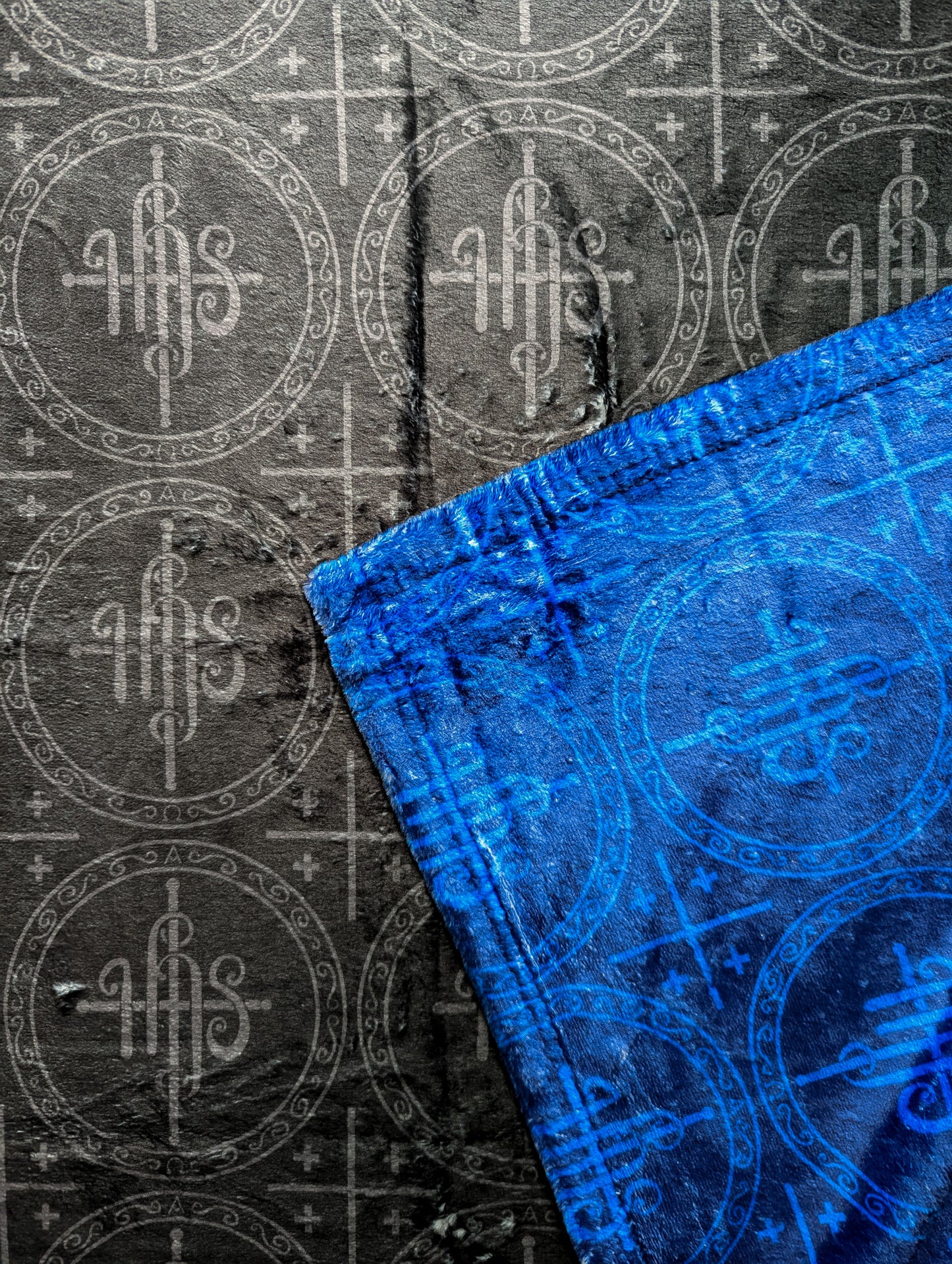 Black and Blue IHS Altar Cloth & Vestment Blanket