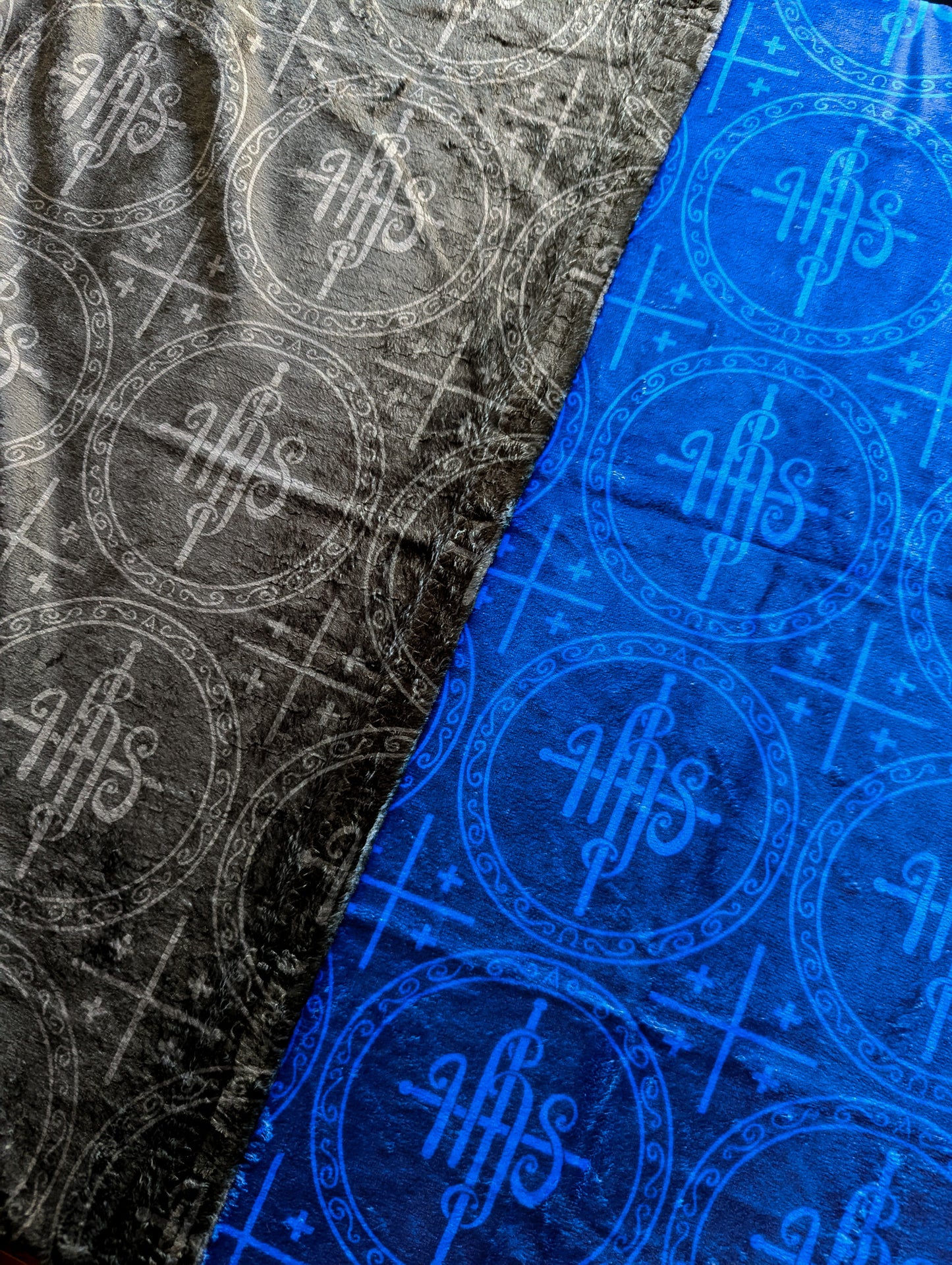 Black and Blue IHS Altar Cloth & Vestment Blanket