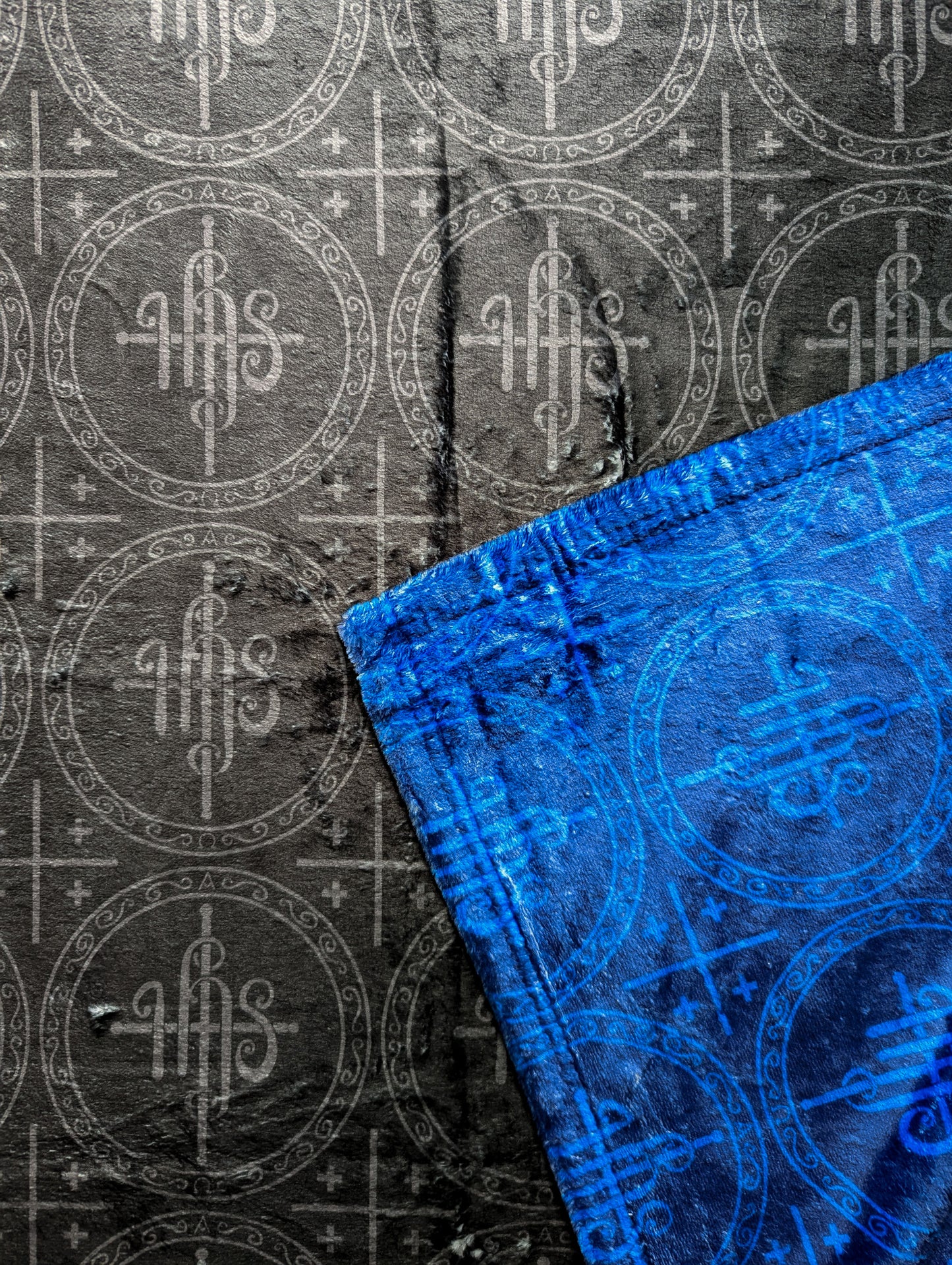 Black and Blue IHS Altar Cloth & Vestment Blanket