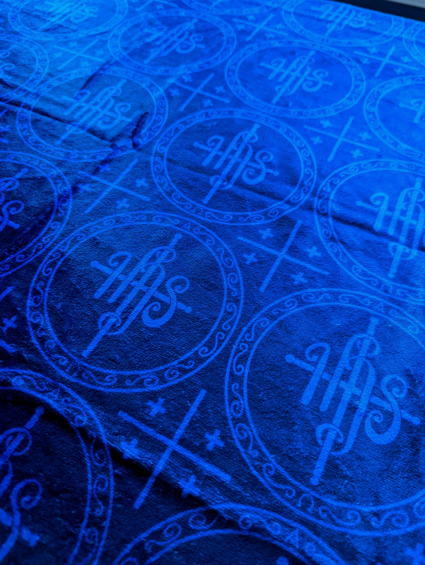 Blue and Pink IHS Altar Cloth and Vestment Blanket