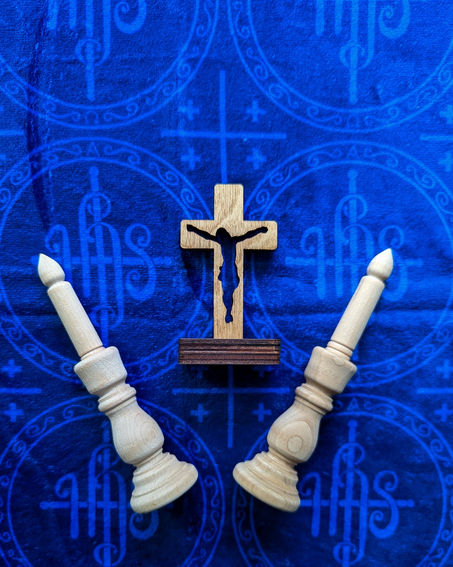 Black and Blue IHS Altar Cloth & Vestment Blanket