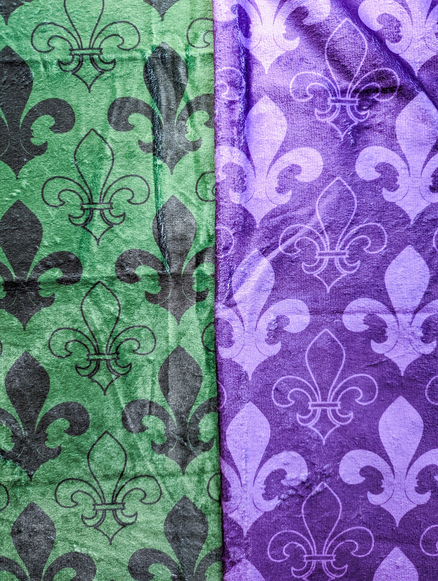 Green and Purple Fleur de Lis Altar Cloth + Vestment Blanket