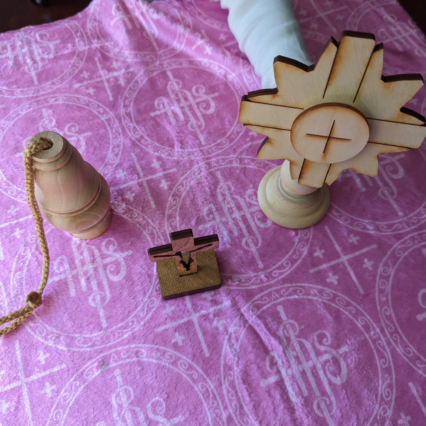 Blue and Pink IHS Altar Cloth and Vestment Blanket