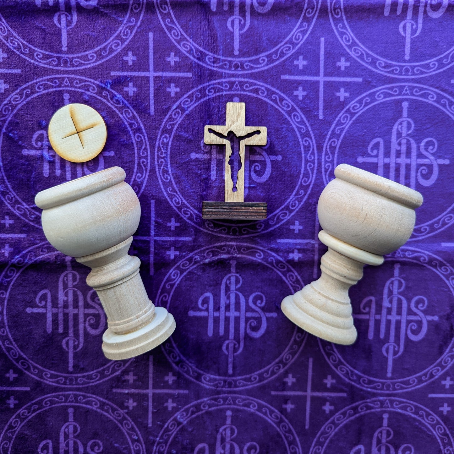 White and Purple IHS Altar Cloth and Vestment Blanket