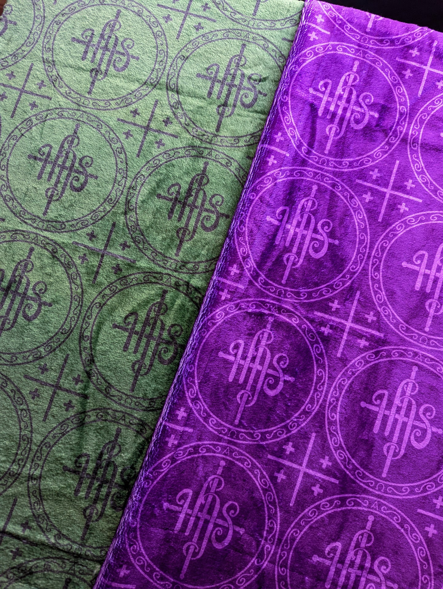 Purple and Green IHS Vestment + Altar Cloth Blanket