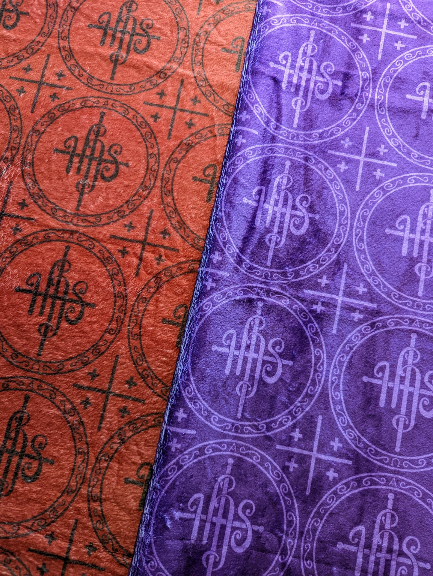 Purple and Red IHS Altar Cloth and Vestment Blanket