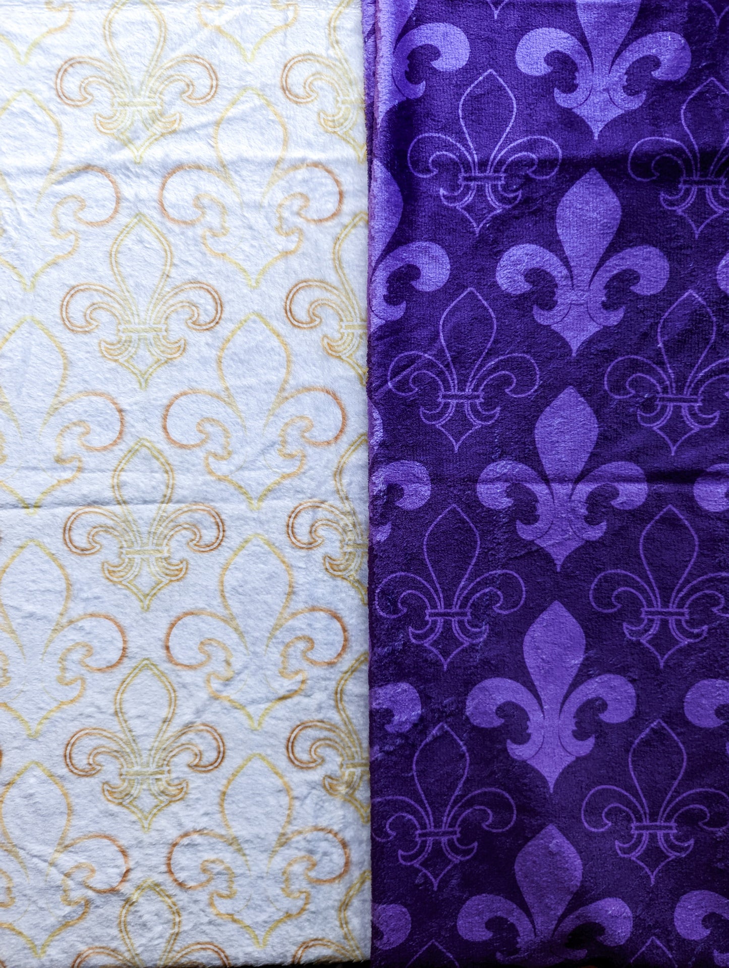 White and Purple Fleur de Lis Altar Cloth and Vestment Blanket