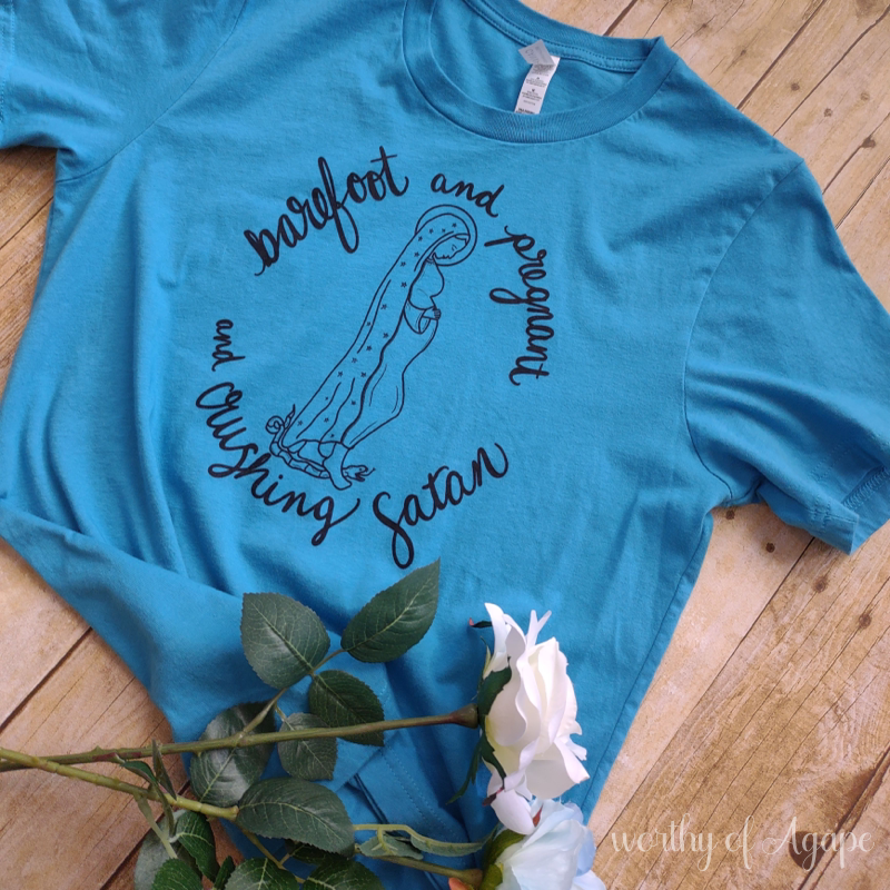 Barefoot & Pregnant & Crushing Satan T-Shirt