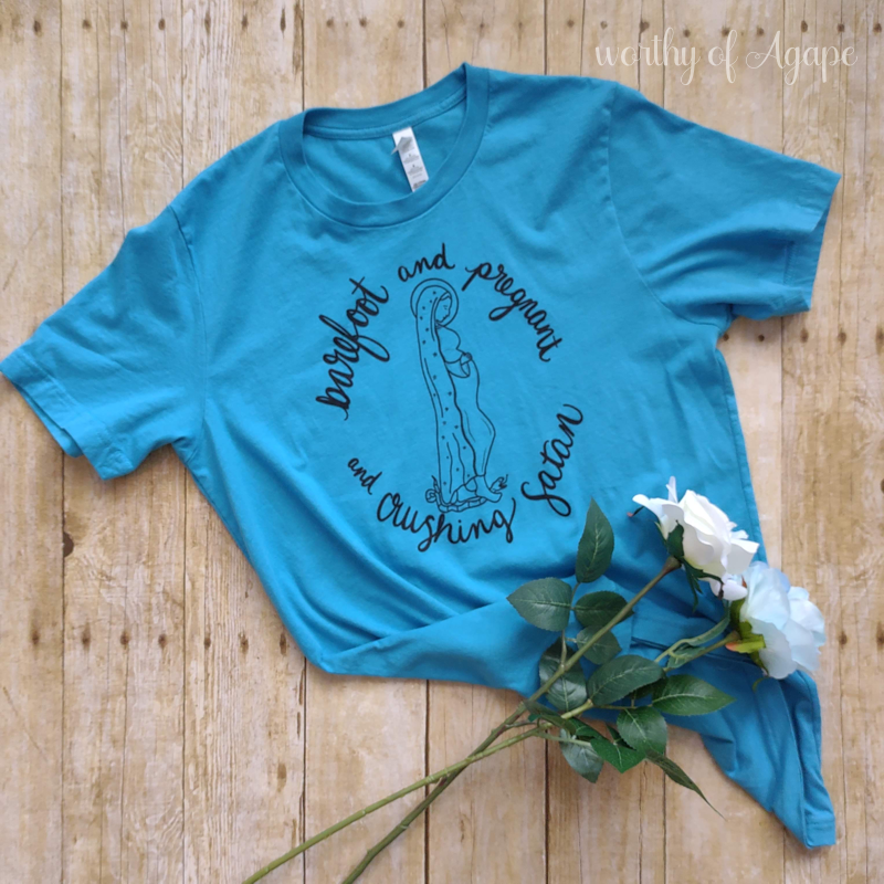 Barefoot & Pregnant & Crushing Satan T-Shirt