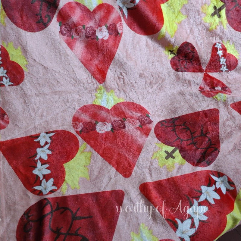 Holy Family Hearts Blanket