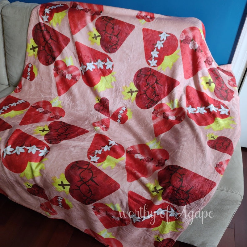 Holy Family Hearts Blanket