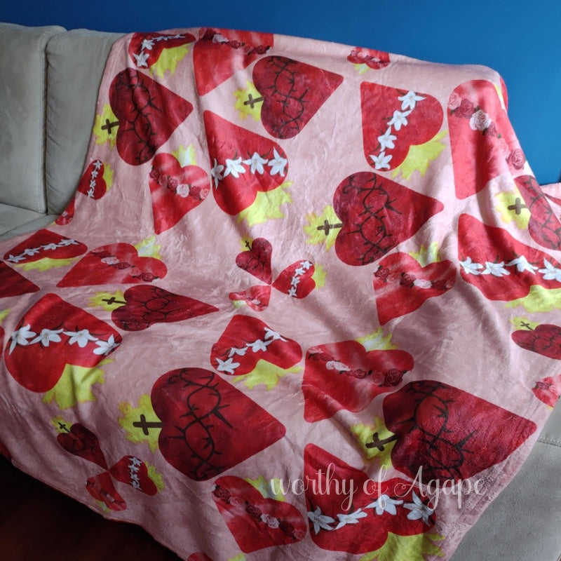 Holy Family Hearts Blanket
