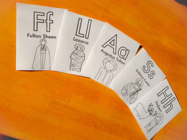 Saintly Male Alphabet Flash Cards