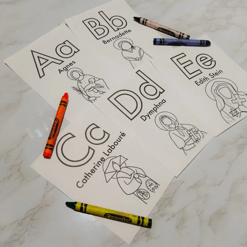 Saintly Female Alphabet Flash Cards