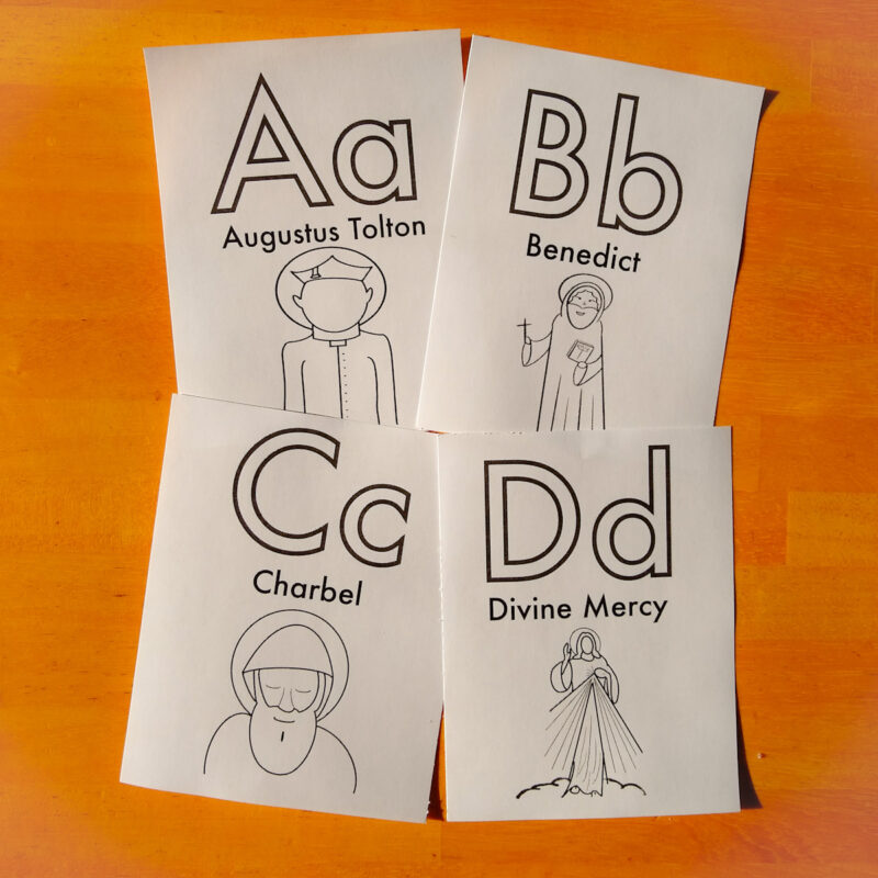 Saintly Male Alphabet Flash Cards