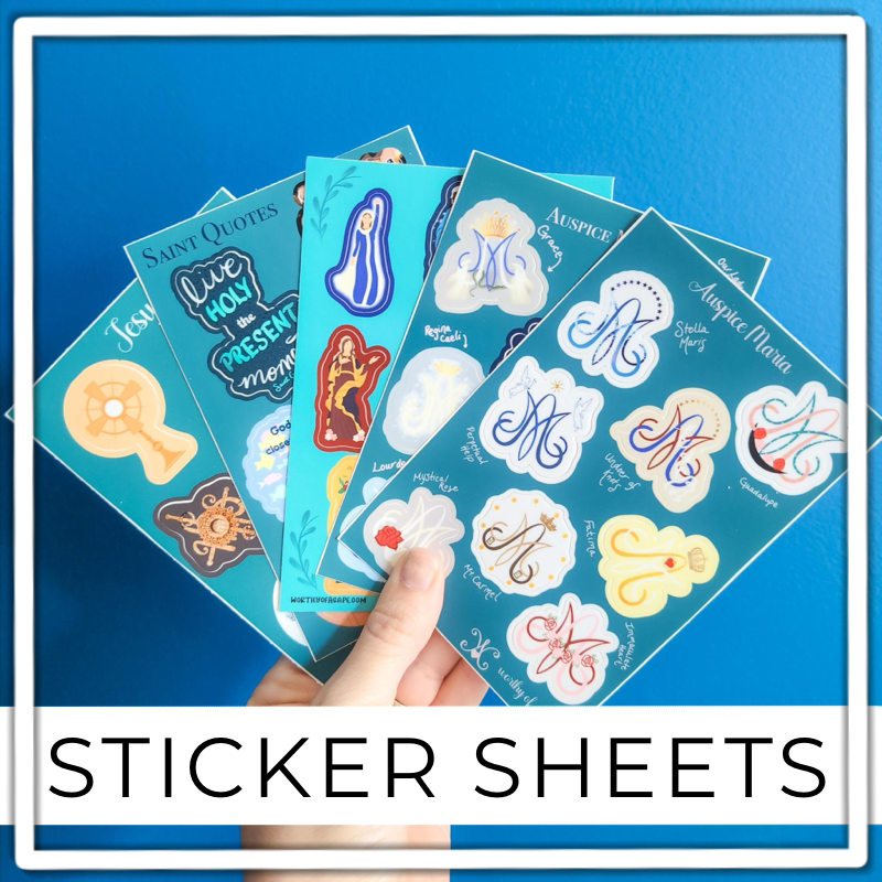 Catholic Sticker Sheet | Catholic Stickers | Saint Quotes