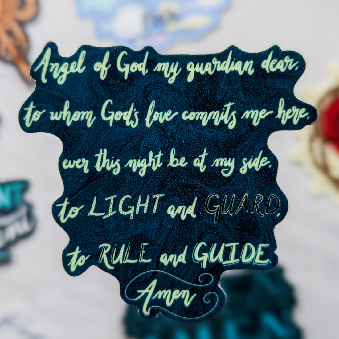 Angel of God Prayer Glow in the Dark Sticker