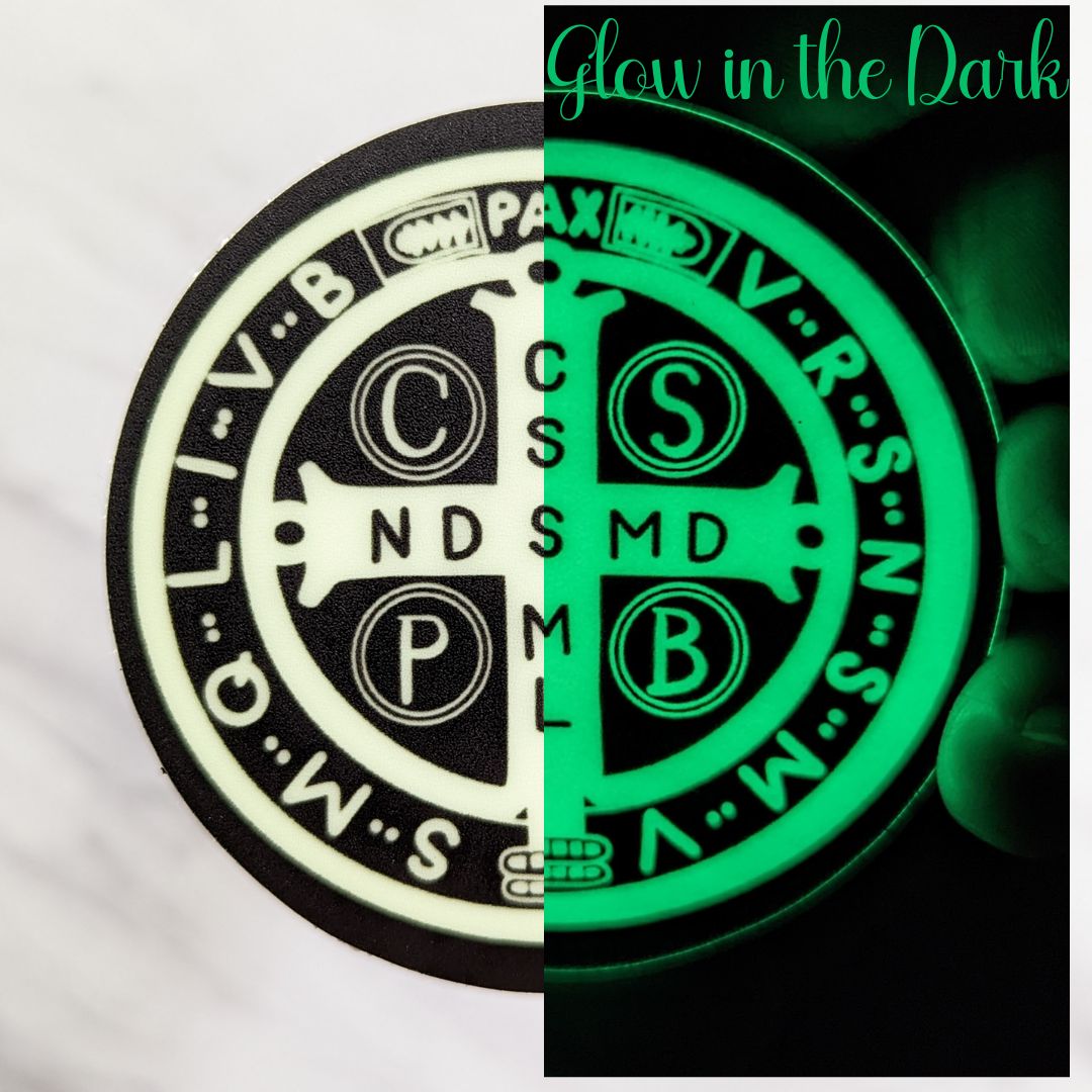 Saint Benedict Medal (Back Only) Glow in the Dark Sticker