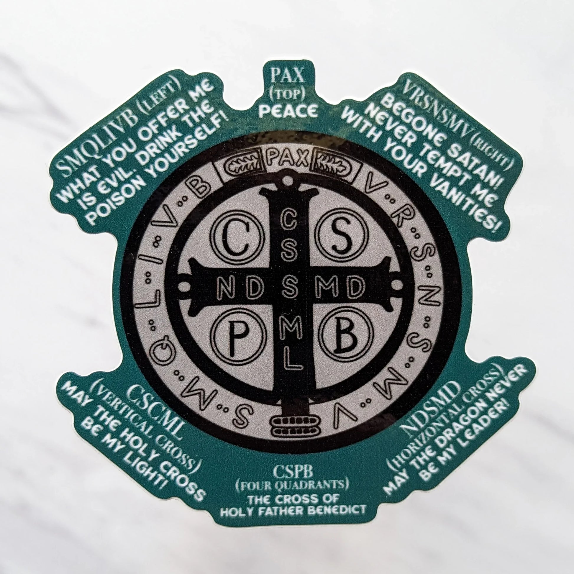 Saint Benedict Medal Sticker Back Explained