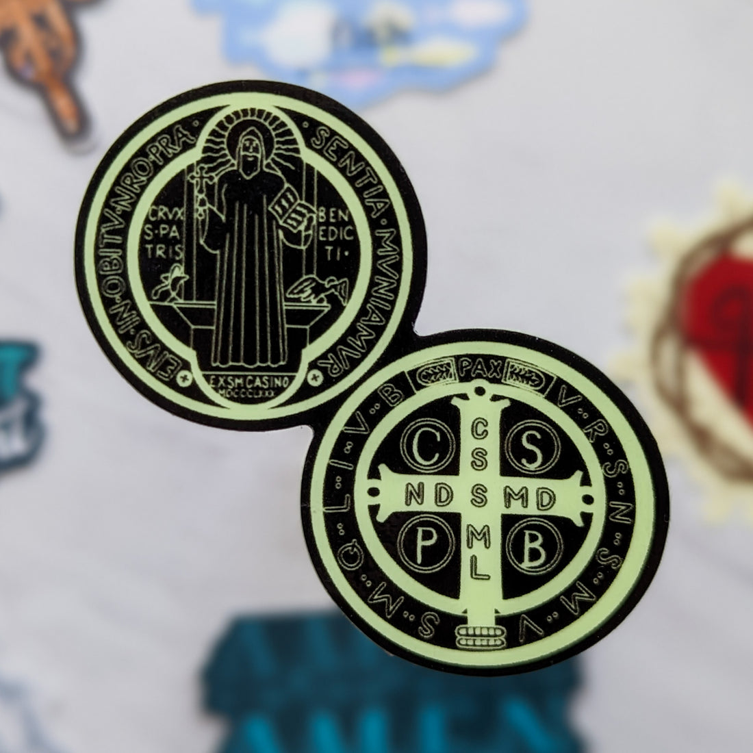 Saint Benedict Medal Glow in the Dark Sticker