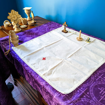 White and Purple IHS Altar Cloth and Vestment Blanket