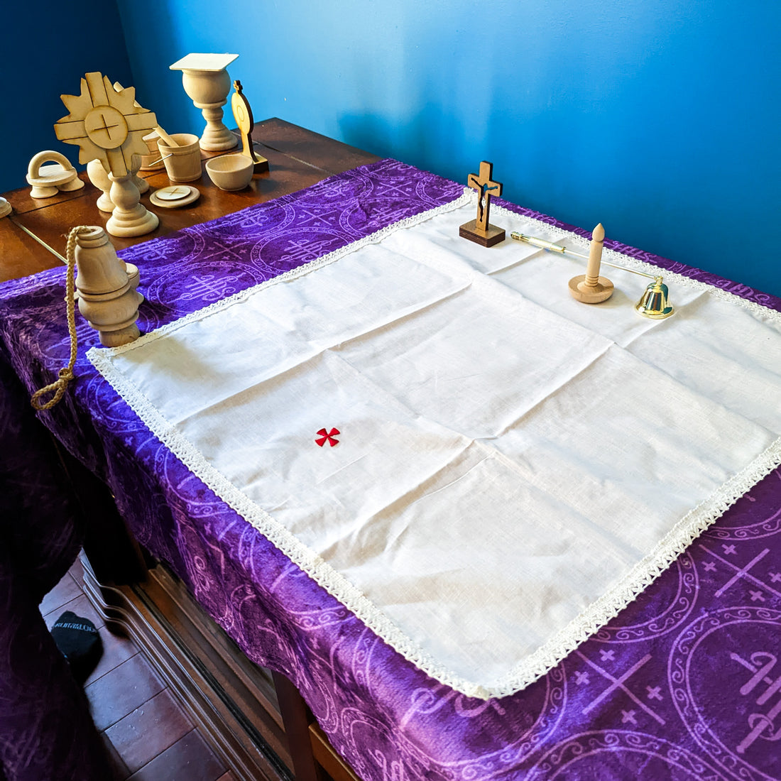 Purple and Red IHS Altar Cloth and Vestment Blanket