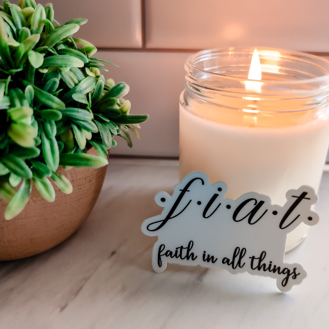 Fiat - Faith In All Things - White Vinyl Sticker