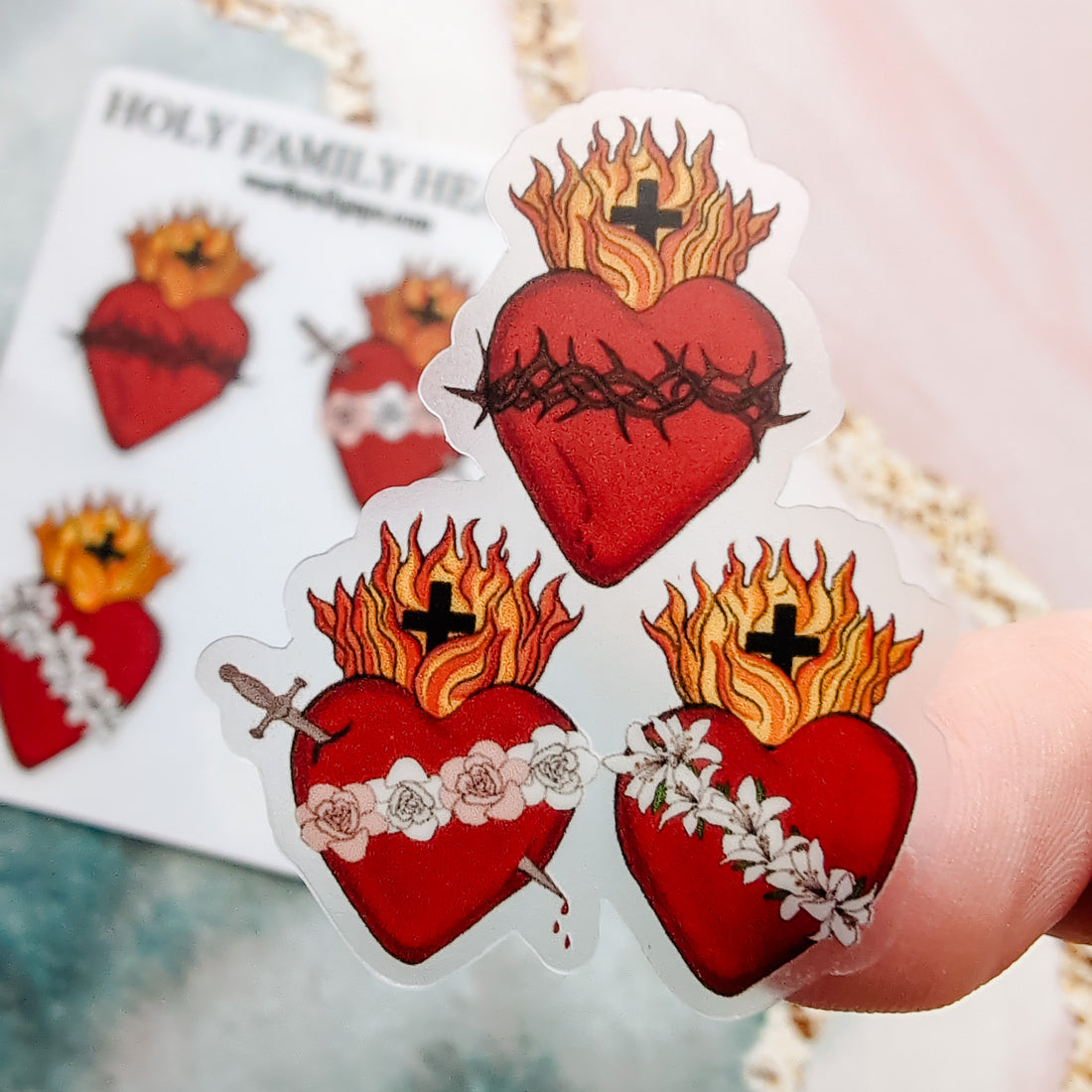 Holy Family Hearts Clear Mini Sticker Sheet