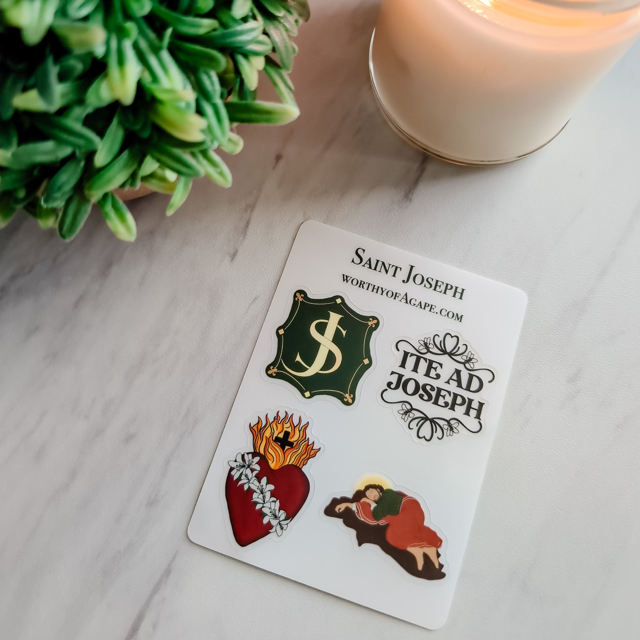 Stephen Joseph Sticker Saint Joseph Clear Mini Sticker Sheet | Catholic Stickers