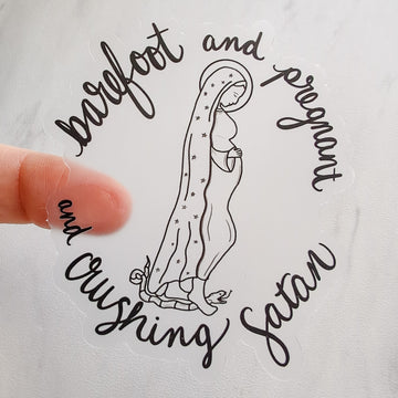 Barefoot & Pregnant Clear Sticker