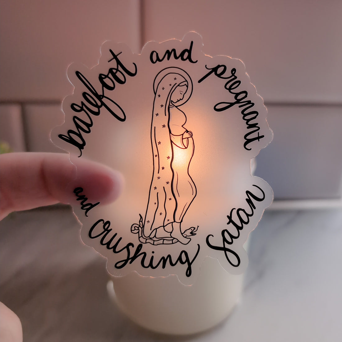 Barefoot & Pregnant Clear Sticker