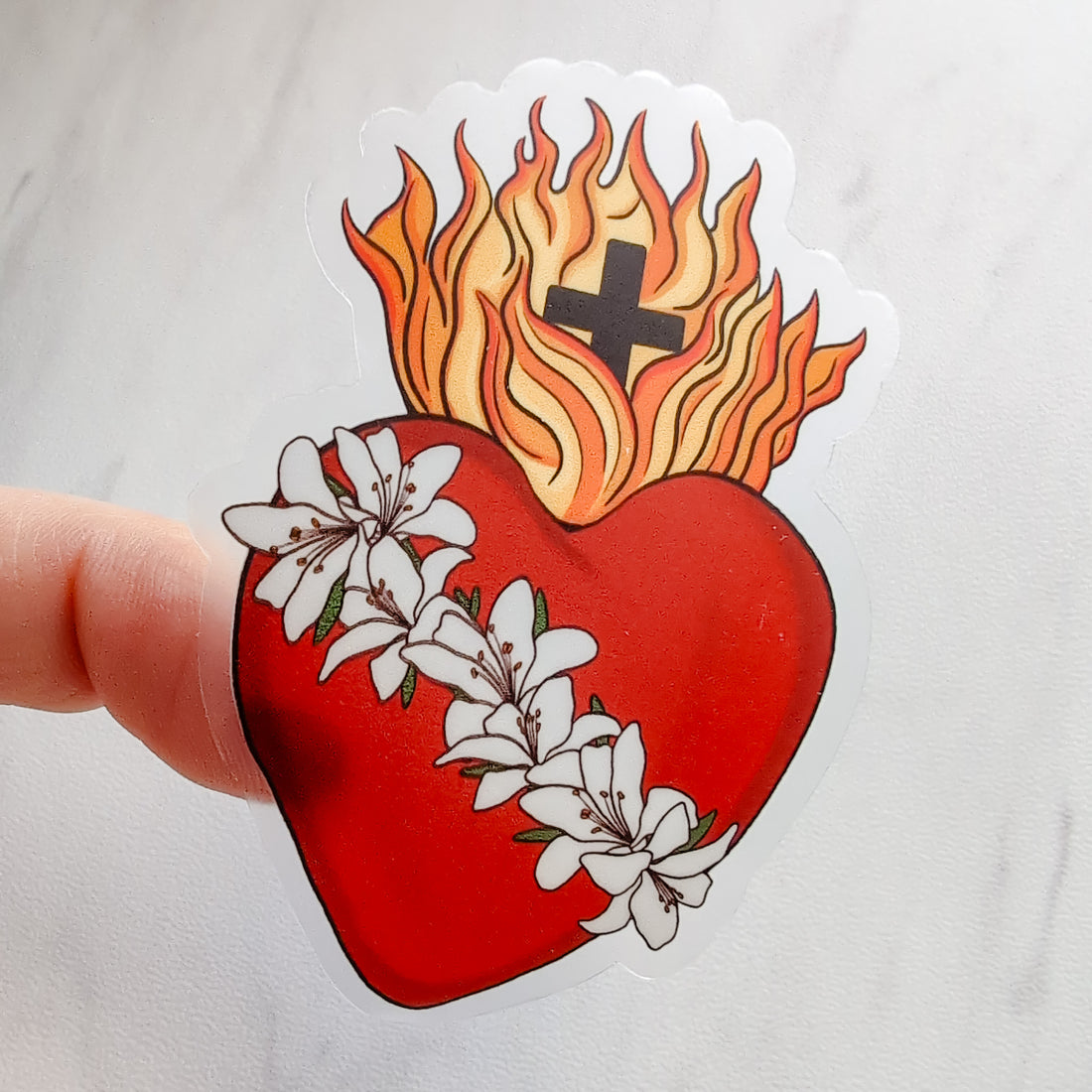 Chaste Heart of Saint Joseph Clear Sticker