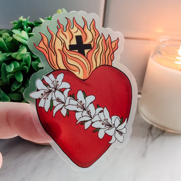 Chaste Heart of Saint Joseph Clear Sticker