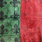 Green and Red Fleur de Lis Altar Cloth and Vestment Blanket