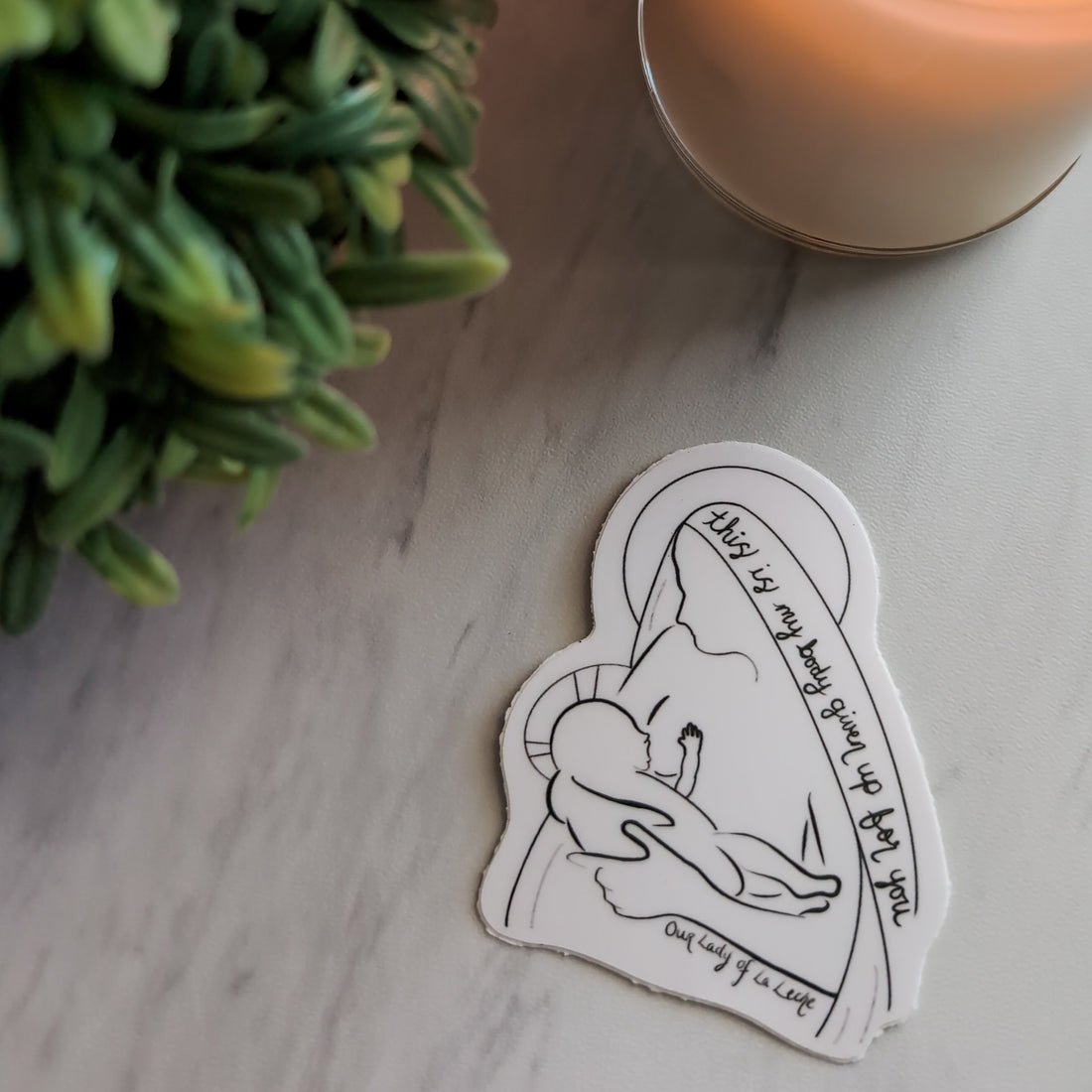 Our Lady of La Leche White Sticker