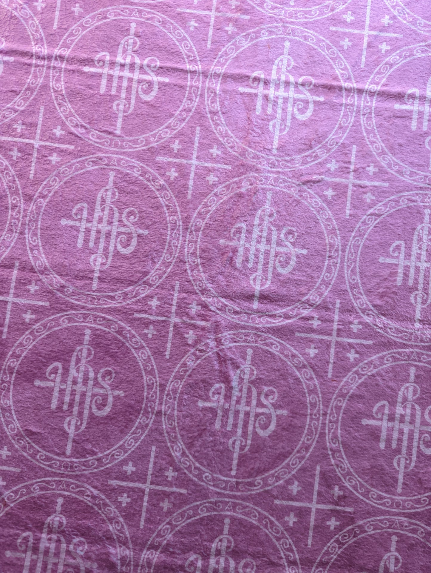 Pink and Purple IHS Altar Cloth and Vestment Blanket