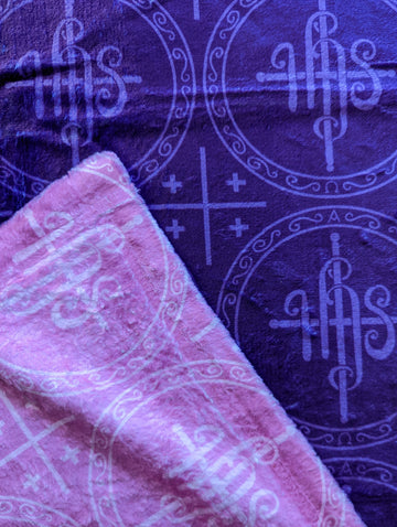 Pink and Purple IHS Altar Cloth and Vestment Blanket