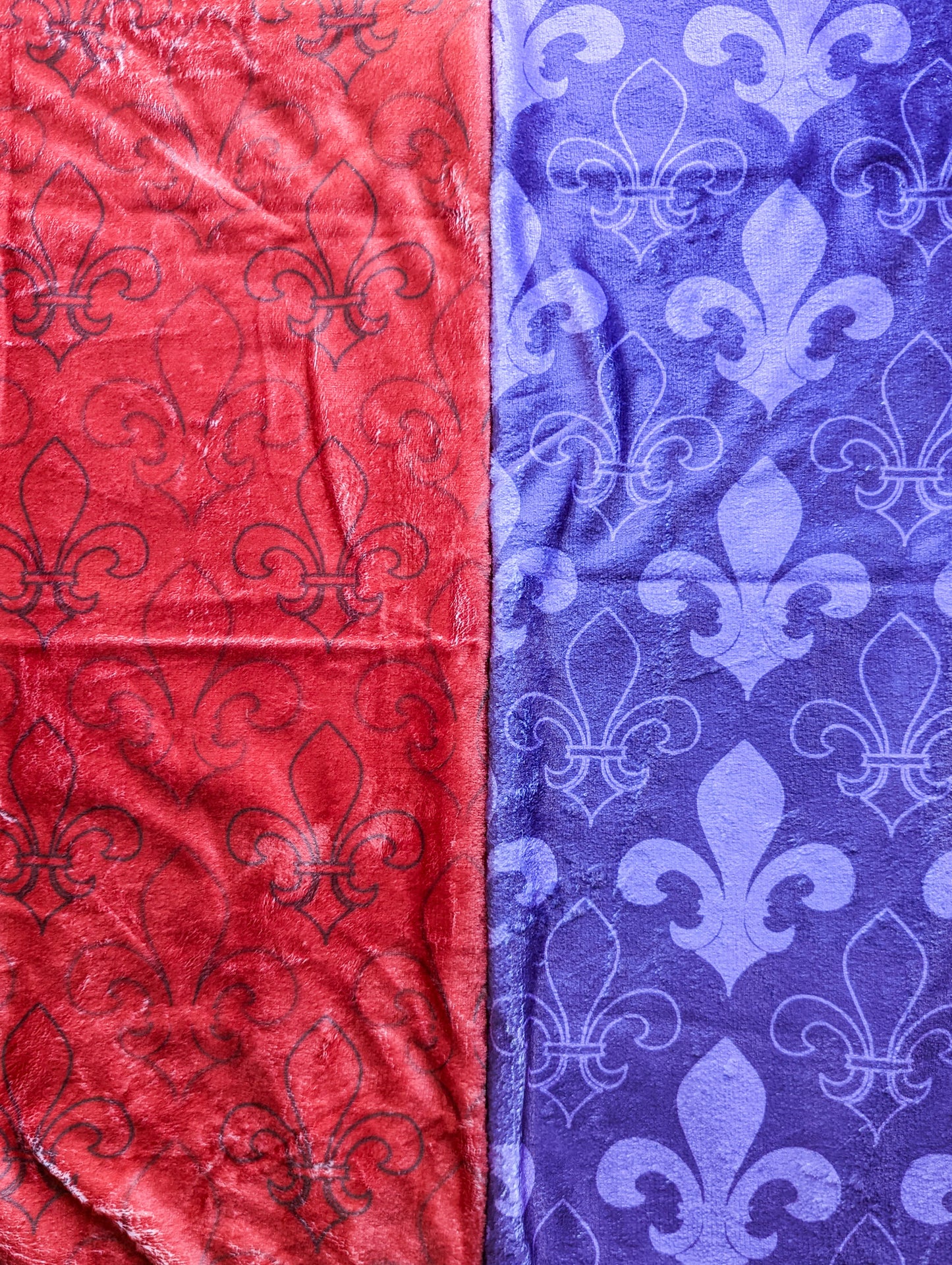 Purple and Red Fleur de Lis Altar Cloth and Vestment Blanket
