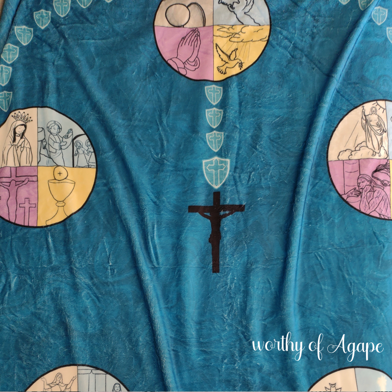 Rosary Prayer Blanket - Blue