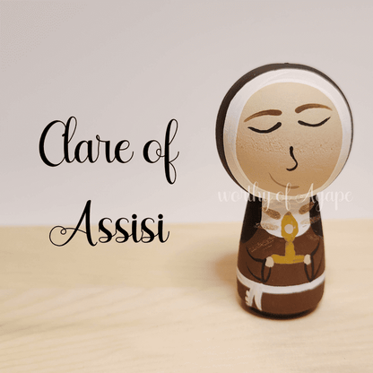 Saint Clare of Assisi Kokeshi Peg Doll