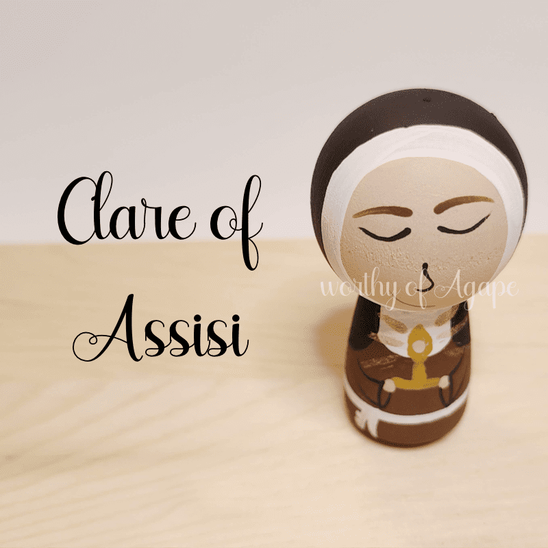 Saint Clare of Assisi Kokeshi Peg Doll
