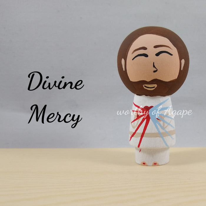 Divine Mercy Kokeshi Peg Doll
