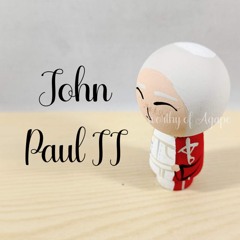 Saint John Paul II Kokeshi Peg Doll