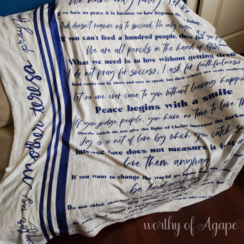 Mother Teresa Blanket | Worthy Of Agape | Catholic Goods & Gifts ...