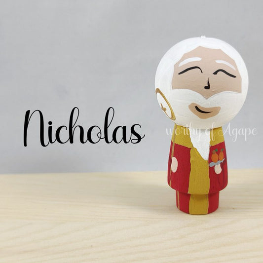 Saint Nicholas Kokeshi Peg Doll