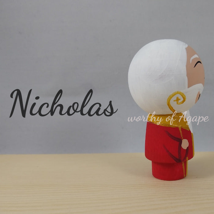 Saint Nicholas Kokeshi Peg Doll