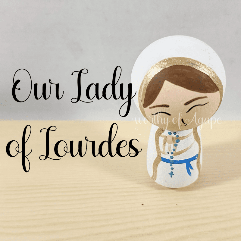 Our Lady of Lourdes Kokeshi Peg Doll