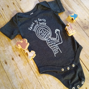 Raised by Saints, Became Saints Baby Bodysuit